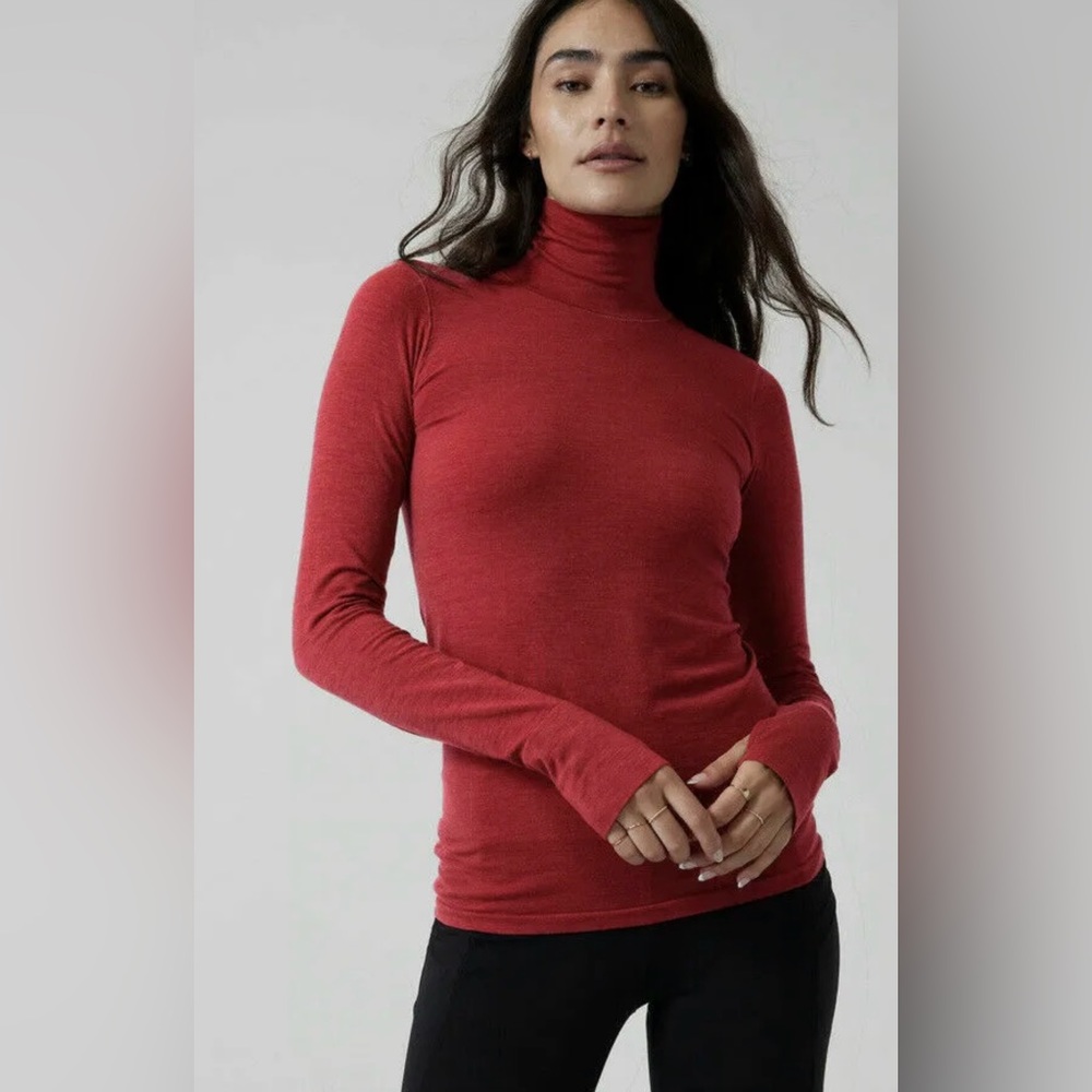 ATHLETA  "Foresthill Merino Wool Ascent Turtleneck Top" #486289 NWT MED